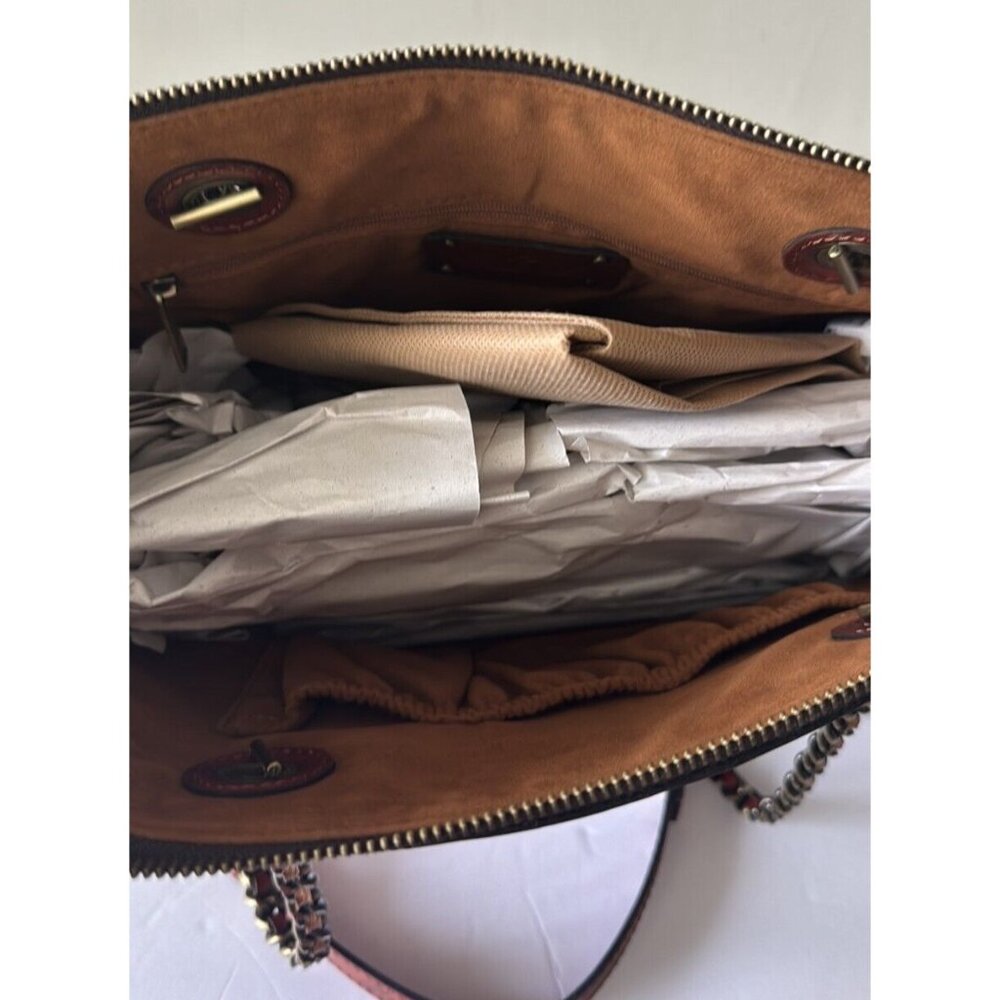 Patricia Nash Belle Tote Signature Print Leather Shoulder Bag Brown Tan NWT - Picture 12 of 16